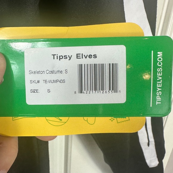 Tipsy Elves Skeleton Costume Jumpsuit Full Zip Hooded Black Adult Size S‎ - Picture 3 of 9